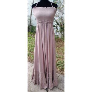 New Womens Cottagecore Tiered Wedding Event Smocked Maxi Dress Sz Large Lavender